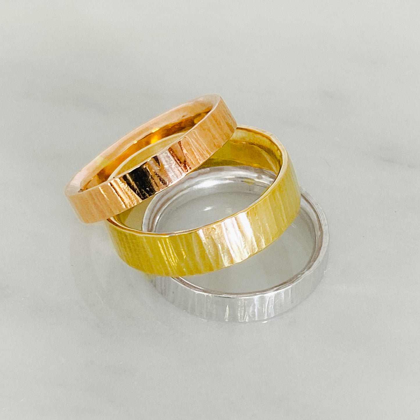 Rose Gold Striped Wedding Ring