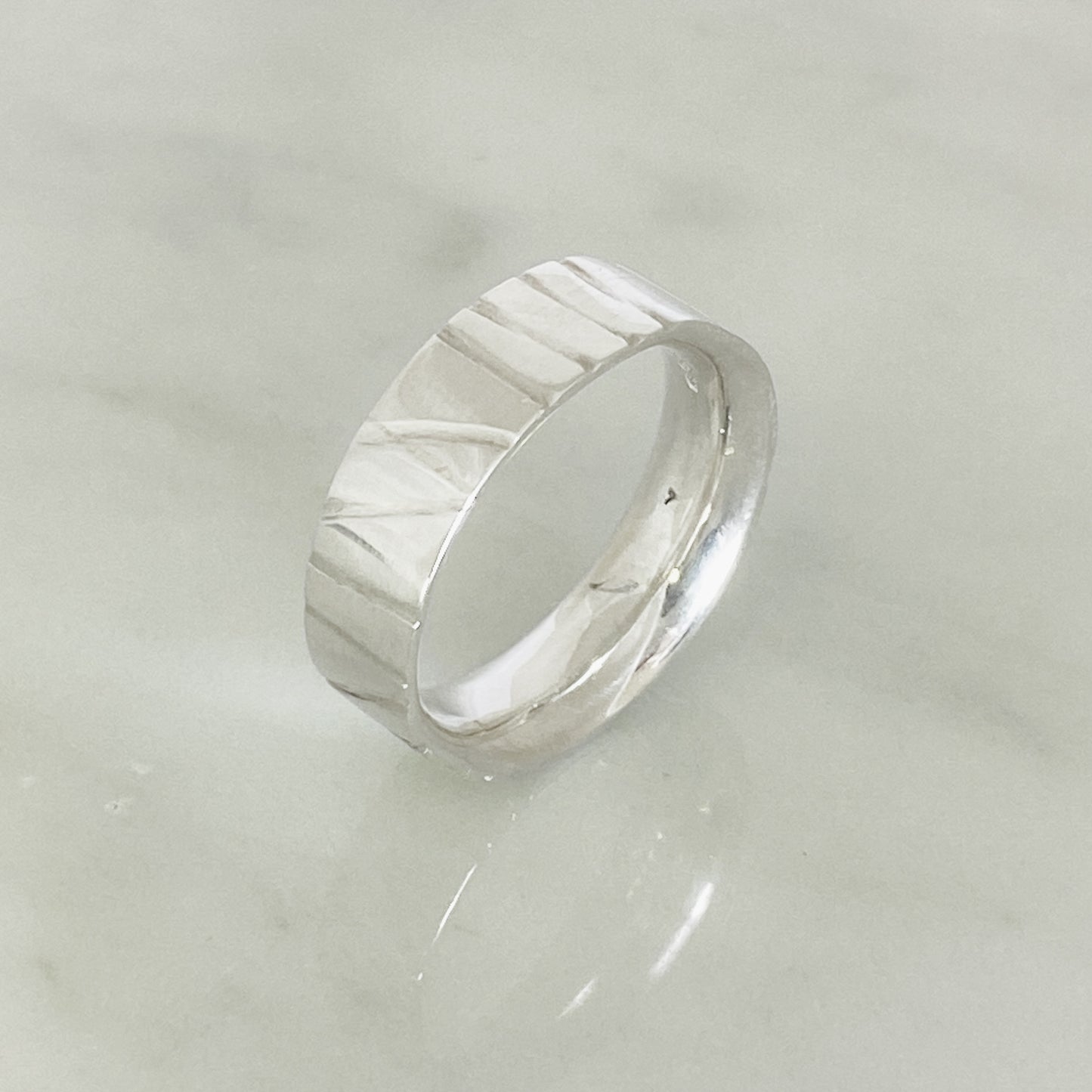 White Gold Hand Drawn Wedding Ring