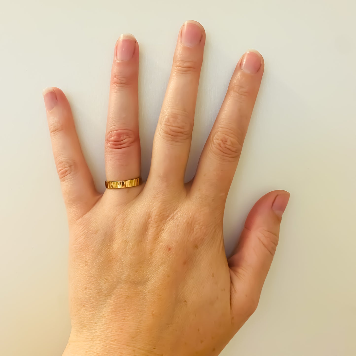 Rose Gold Striped Wedding Ring