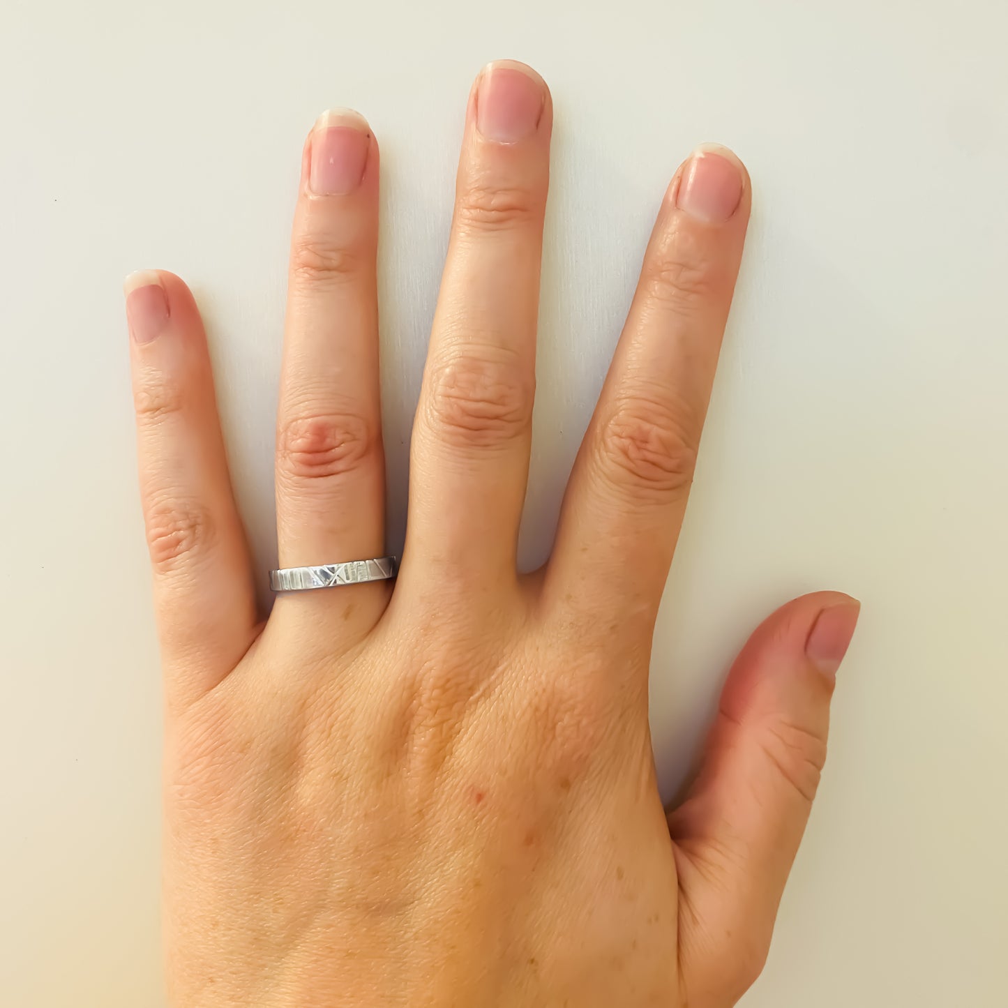 White Gold Hand Drawn Wedding Ring