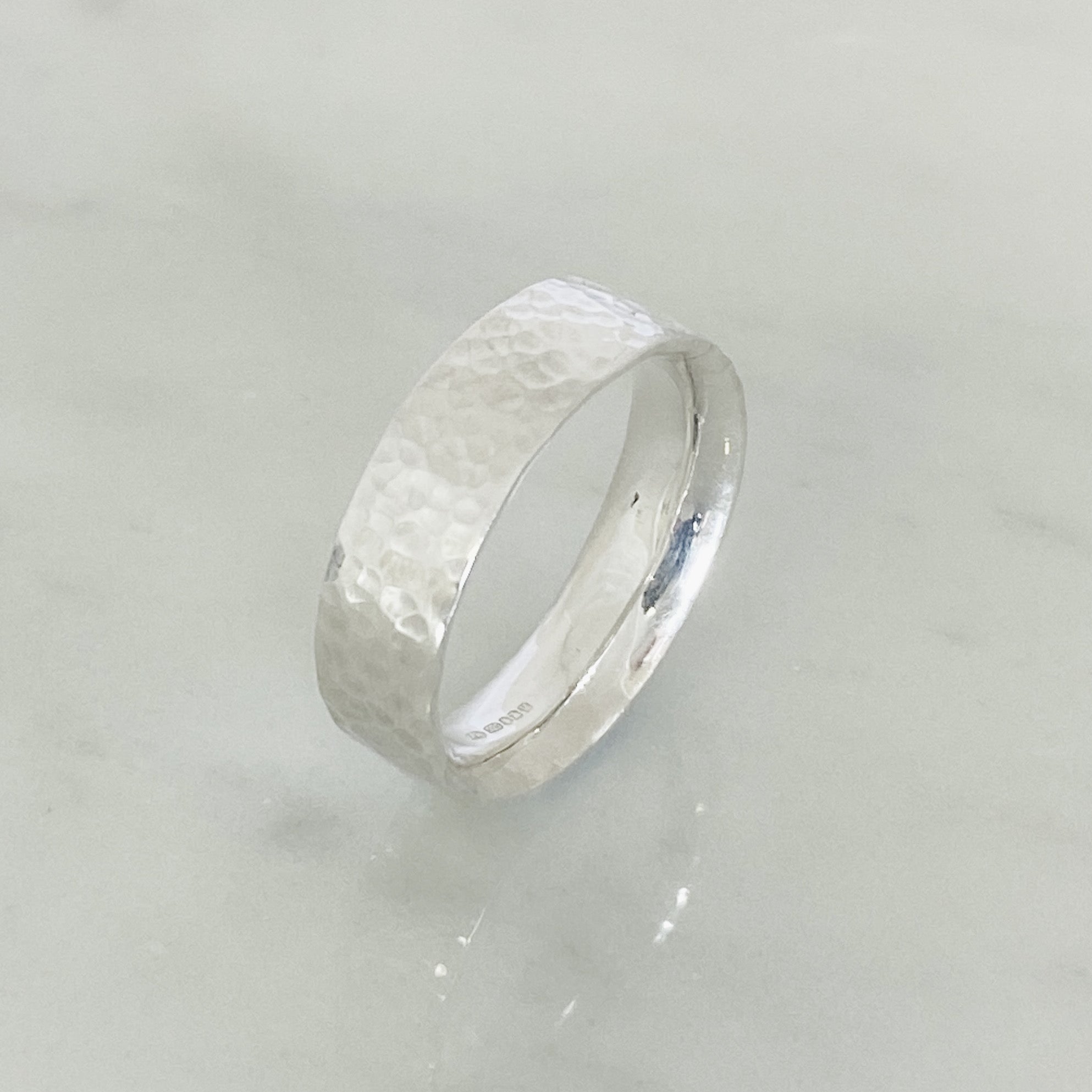 Silver Dimpled Wedding Ring