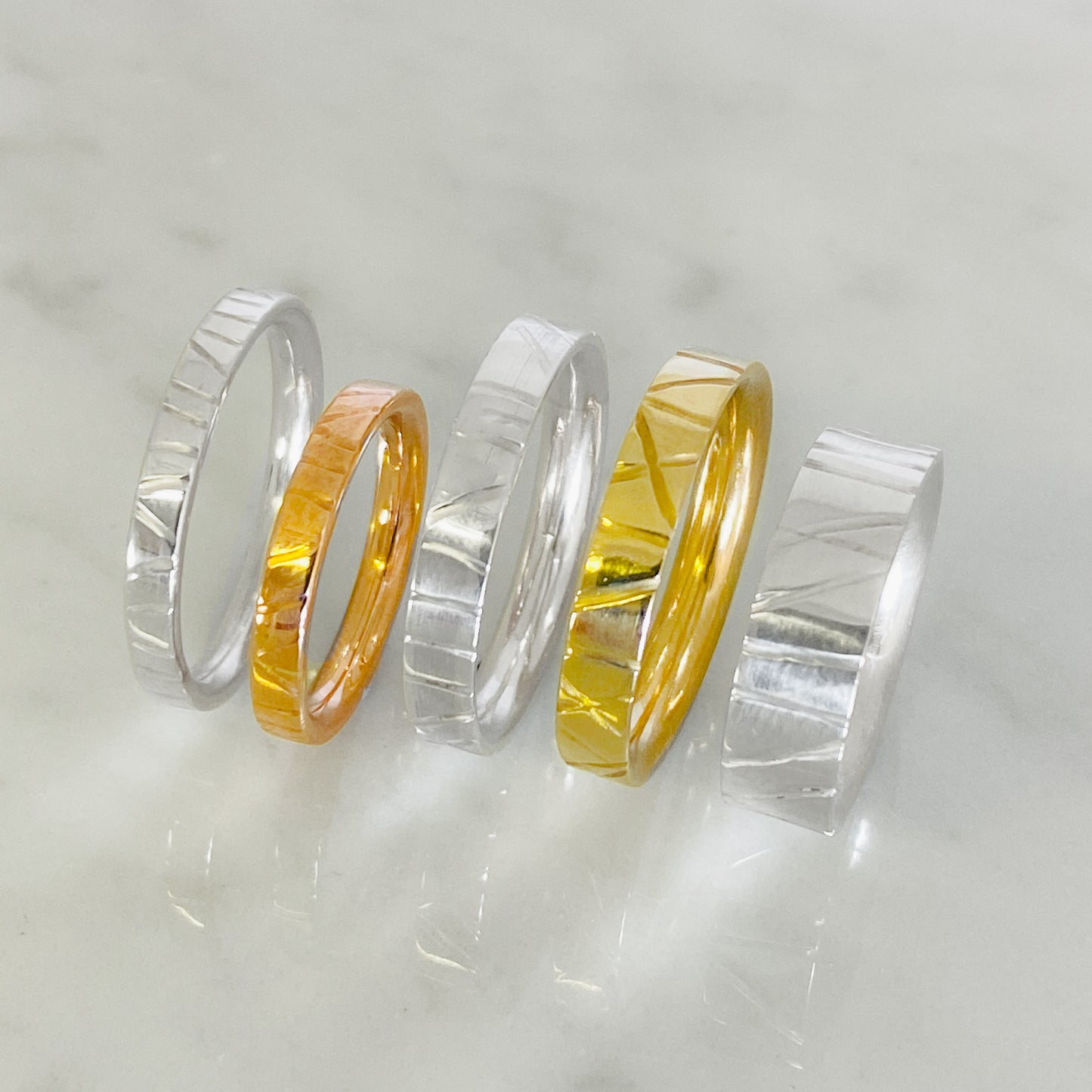 Silver Hand Drawn Wedding Ring