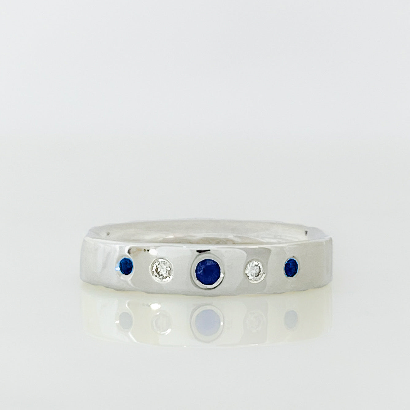 Platinum Serendipity Diamond and Sapphire Row Ring