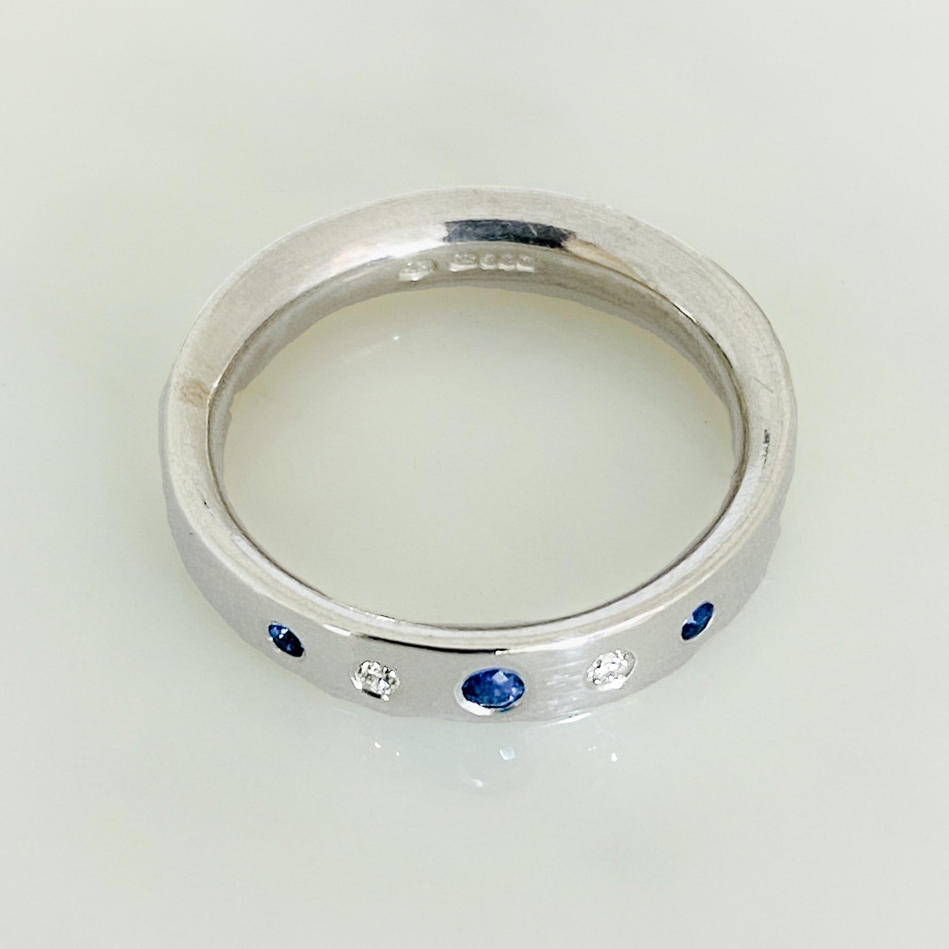 Platinum Serendipity Diamond and Sapphire Row Ring