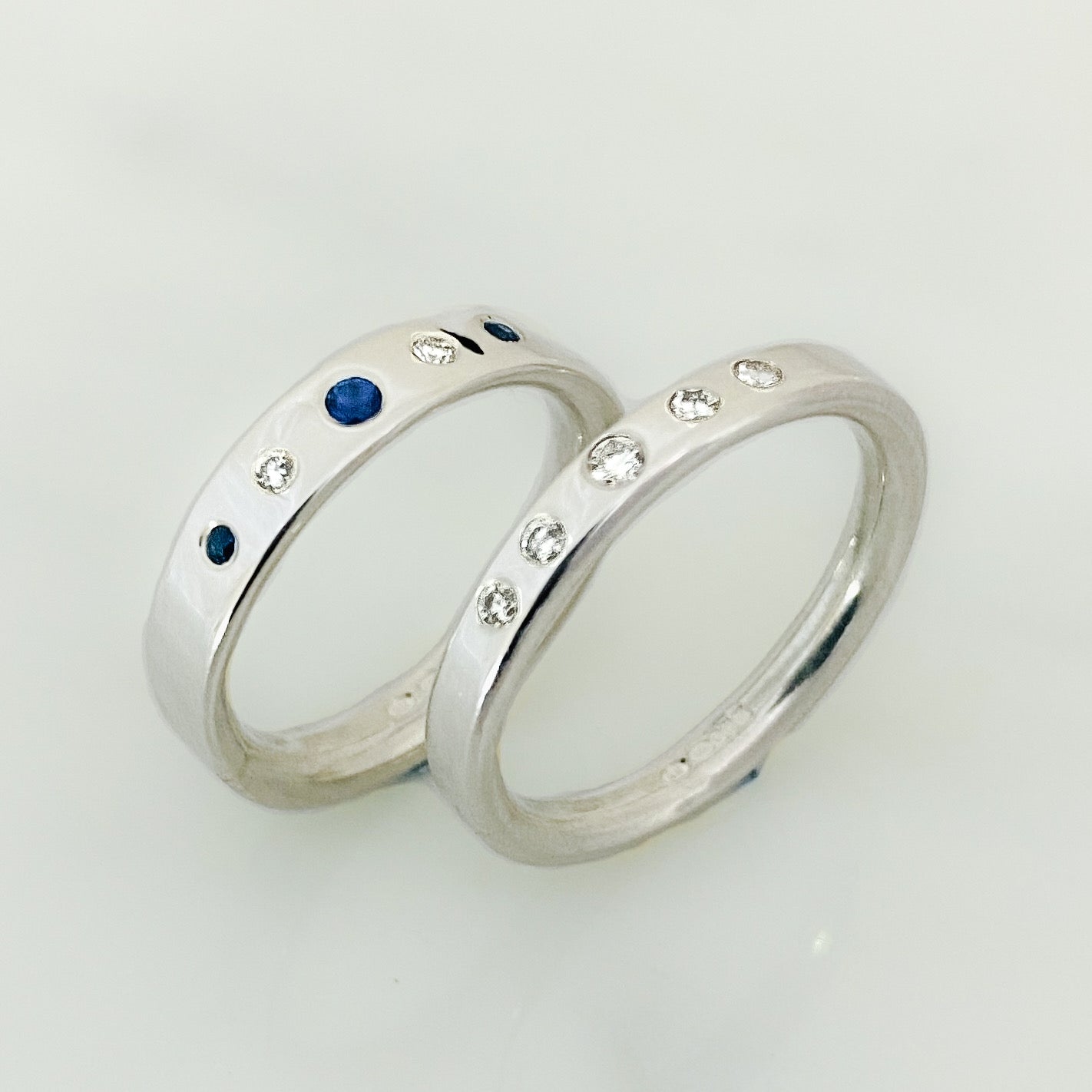 Platinum Serendipity Diamond and Sapphire Row Ring
