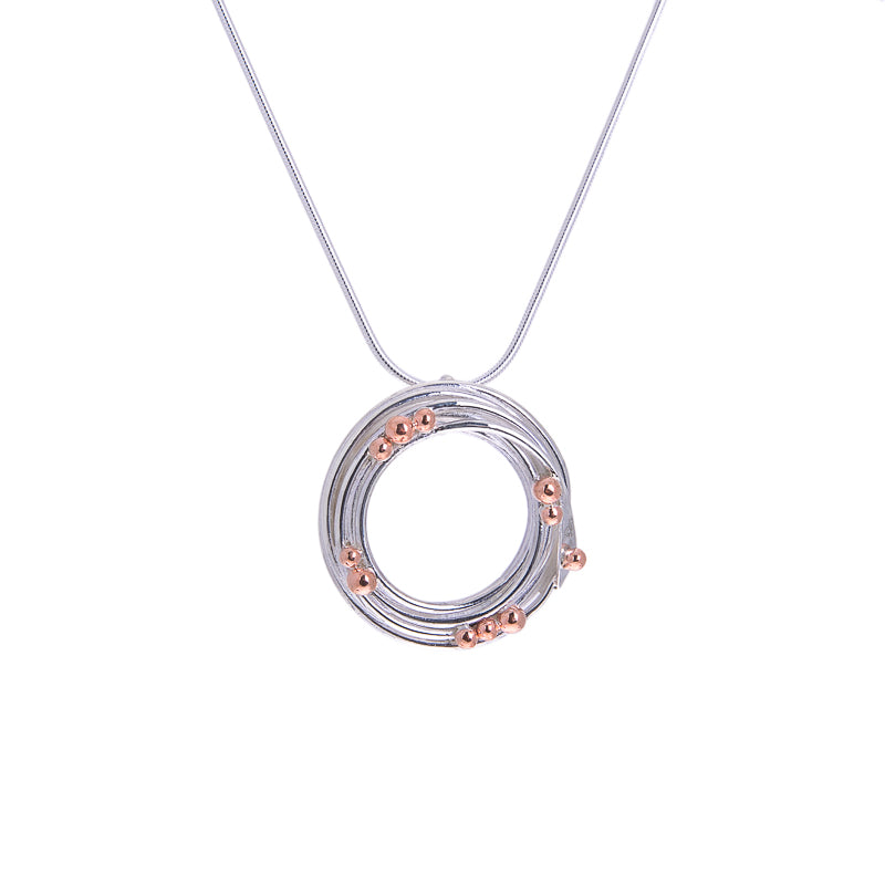 Large Wrapped Silver Pendant with Copper