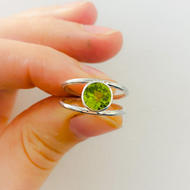 Silver Split Ring with Peridot