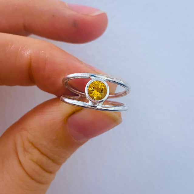 Silver Split Ring with Citrine