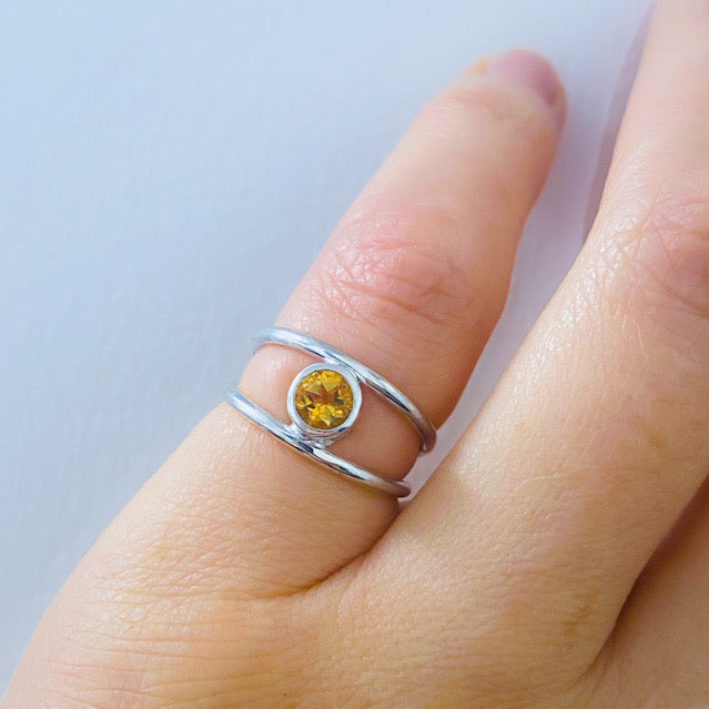 Silver Split Ring with Citrine