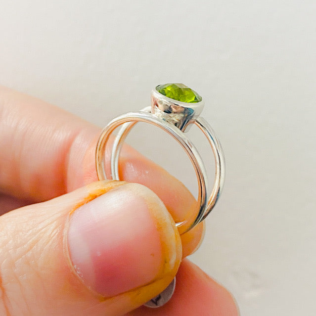 Silver Split Ring with Peridot